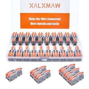XALXMAW 20Pcs Lever Wire Connectors, 1 in 2 Out DIY Mini Splicing Compact Splitter Docking Terminal Block Electrical Connectors, 24-12 AWG