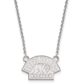 Boston Bruins Small (1/2 Inch) Pendant w/ Necklace (Sterling Silver)