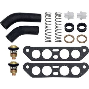 F.S.P Thermostat Kit with Hoses Replacement for Johnson Evinrude V4 Crossflow 65 140 HP Jet - 18-3543, 13270, 340975, 340976, 18-3673