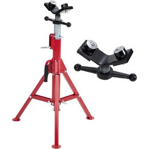Pipe Jack Stand, Heavy Duty Jack Stand, Pipe Stand for Welding, V-Head with 2 Balls for Easy Movement of Items, Portable Folding Legs, for 1/8-12 Inch Pipe, Adjustable Height 28-52 Inches