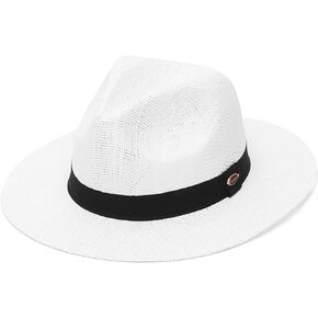 GEMVIE Straw Sun Hat for Men and Women Fedora Hat Straw Panama Hat for Summer Beach