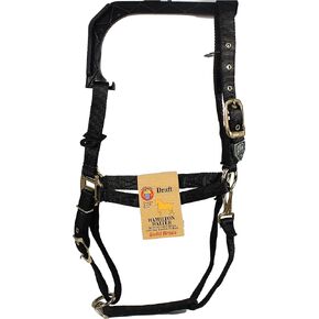 Hamilton 1-Inch Nylon Halter with Adjustable Chin, Black - Draft Horse Size