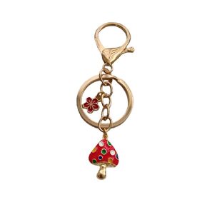 Cute Mushroom Keychain with Red Flower, Creative Jewelry for Nature Lover, Gift for Vegetarianism