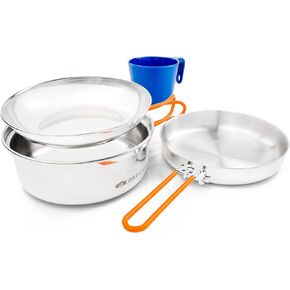 GSI Outdoors Stainless 1-Person Mess Kit for Camping and Backpacking