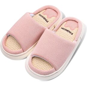 Fnionvn Women's Men's Summer Linen Mute Indoor House Slippers,Thick Soft Memory Foam Sole Casual Home Platform Shoes,Summer Indoor Outdoor Anti-Skid Slipper for Women Men