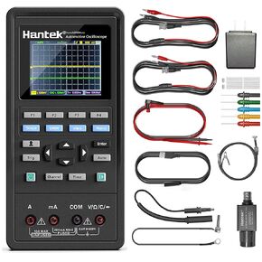 Hantek Professional Automotive Oscilloscope 2D82AUTO, 4 in 1 Handheld Oscilloscope Multimeter, Digital USB Oscilloscope with 2 Channels 80 MHz Bandwidth, Oscilloscope Kit 2D82 I