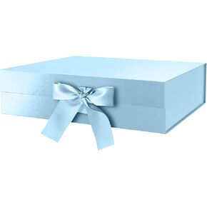 GREEN BEAN 3 Extra Large Gift Box with Lid for Present 16.3x14.2x5 Inches, Mother's Day Gold Magnetic Gift Box with Ribbon, Shirt Gift Boxes for Clothes (Glossy Gold)