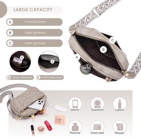 Crossbody Bags for Women Trendy, Quilted Crossbody Purses, Leather Women's Shoulder Handbags with Card Slots in Saudi Arabia