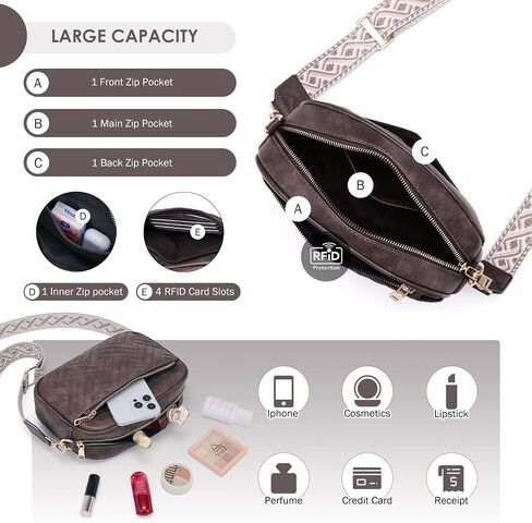 Crossbody Bags for Women Trendy, Quilted Crossbody Purses, Leather Women's Shoulder Handbags with Card Slots in Saudi Arabia