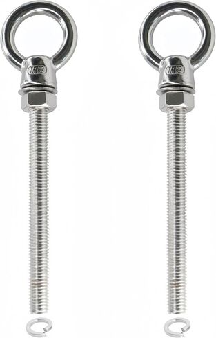 2-Pack M10x120mm 316 Stainless Steel Eye Bolt,Shoulder Eye Bolts 3/8"X 5" with Nuts and Open Spring Washer and Flat Washer,Thread Lifting Ring Heavy Duty Eyebolt for Wire Rope and Rigging Hardware in Saudi Arabia