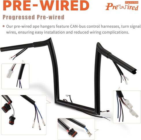 Prewired 14 Inch Softail Mercenary Handlebars Ape Hangers for 2012-2015 Harley Breakout and Fat Boy Models, Chrome in Saudi Arabia