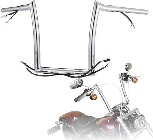 Prewired 14 Inch Softail Mercenary Handlebars Ape Hangers for 2012-2015 Harley Breakout and Fat Boy Models, Chrome in Saudi Arabia
