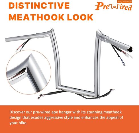 Prewired 14 Inch Softail Mercenary Handlebars Ape Hangers for 2012-2015 Harley Breakout and Fat Boy Models, Chrome in Saudi Arabia