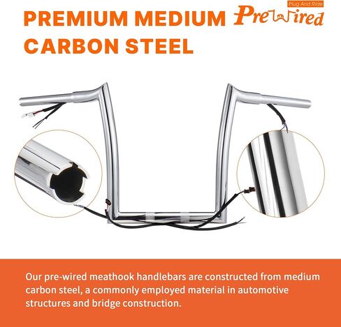 Prewired 14 Inch Softail Mercenary Handlebars Ape Hangers for 2012-2015 Harley Breakout and Fat Boy Models, Chrome in Saudi Arabia