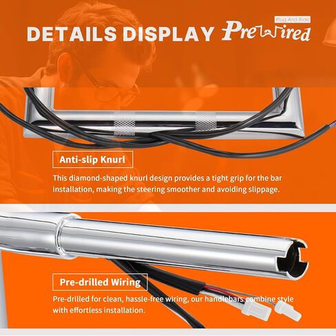 Prewired 14 Inch Softail Mercenary Handlebars Ape Hangers for 2012-2015 Harley Breakout and Fat Boy Models, Chrome in Saudi Arabia