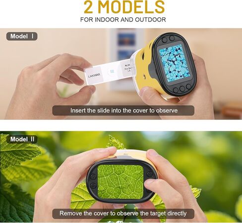 مجهر رقمي محمول من LAKWAR للأطفال والكبار، مجهر محمول بجيب 200 ~ 1000X مع مجموعة شرائح، حقيبة حمل وبطاقة SD صغيرة 32 جيجا، التقاط الصور والفيديو مع شاشة HD 2 بوصة (أصفر) in Kuwait