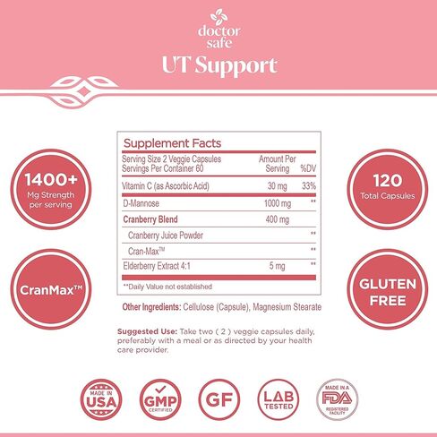 Cranberry Urinary Tract Health Supplement with CranMax for Vaginal Health 1400mg Natural UT Support Cranberry Pills Rapid Action Detox & Impurities Flush (60 Count) in Saudi Arabia