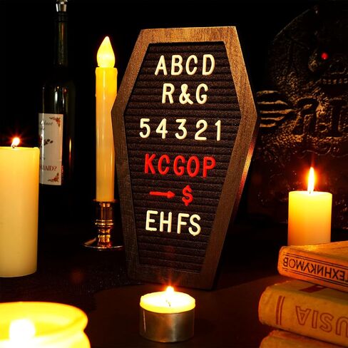 Qeeenar 2 Pieces Black Felt Coffin Letter Board Felt Changeable Letter Board with Letters and Numbers 270 Gothic Decor Message Board for Halloween Party, Home, Office, Bistro and School, 10 x 6 Inch in Saudi Arabia