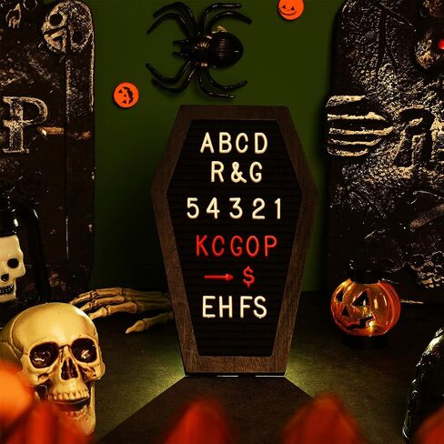 Qeeenar 2 Pieces Black Felt Coffin Letter Board Felt Changeable Letter Board with Letters and Numbers 270 Gothic Decor Message Board for Halloween Party, Home, Office, Bistro and School, 10 x 6 Inch in Saudi Arabia
