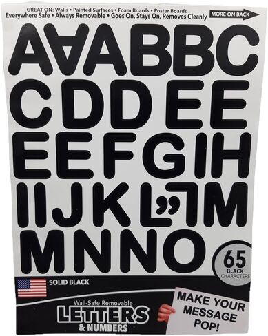 Peel & Stick Letters/Numbers, Everywhere Safe Decals, Always Removable Stickers (Black Letters & Numbers, 260 Characters Total) in Saudi Arabia