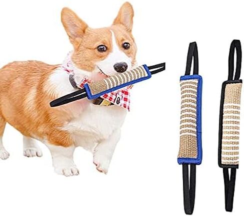 TAIKUU 久の物 قطعتان من لعبة شد الكلاب، لعبة شد الحبل للكلاب، لعبة سحب وسادة عض الجوت مع مقبضين ناعمين وقويين، عصا عض الكلاب لتدريب الجراء واللعب التفاعلي، لعبة سحب الجوت in Kuwait
