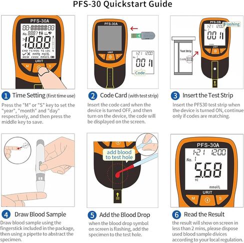 مجموعة اختبار الدهون URIT 5 في 1 مع 10 شرائط اختبار الكوليسترول، دقيقة وسريعة، وسهلة الاستخدام المنزلي in Kuwait