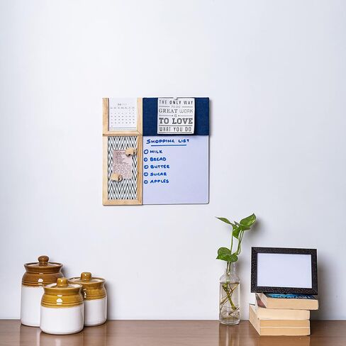 IVEI Bulletin Board - Pin and White Board Combo - Dry Erase - Combination - Metal Board - Calendar | All Purpose to-do Boards for Office, School, Home |15in X 19in|(with Metal Board Big (Grey)) in Saudi Arabia