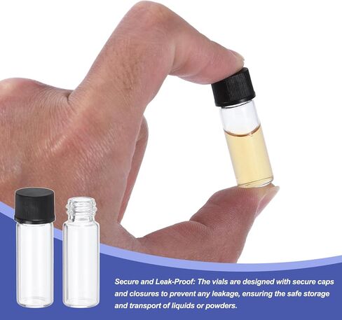 PATIKIL 10ml Clear Glass Vials, 25 Pack Sample Vials with Screw Cap Reagent Media Bottle with Labels Leak-Proof Liquid Sample Glass Vial for Lab Laboratory in Saudi Arabia