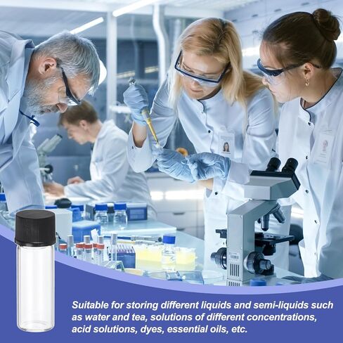 PATIKIL 10ml Clear Glass Vials, 25 Pack Sample Vials with Screw Cap Reagent Media Bottle with Labels Leak-Proof Liquid Sample Glass Vial for Lab Laboratory in Saudi Arabia