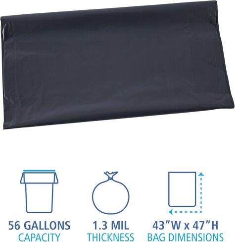 بطانات العلب الصناعية ذات الكثافة المنخفضة الخطية من Boardwalk، 56 جالونًا، 1.3 مل، 43 × 47، رمادي، 100/كرتون in Kuwait