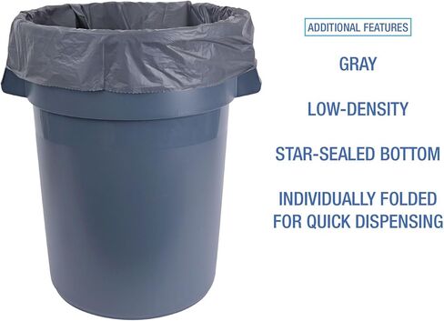 بطانات العلب الصناعية ذات الكثافة المنخفضة الخطية من Boardwalk، 56 جالونًا، 1.3 مل، 43 × 47، رمادي، 100/كرتون in Kuwait