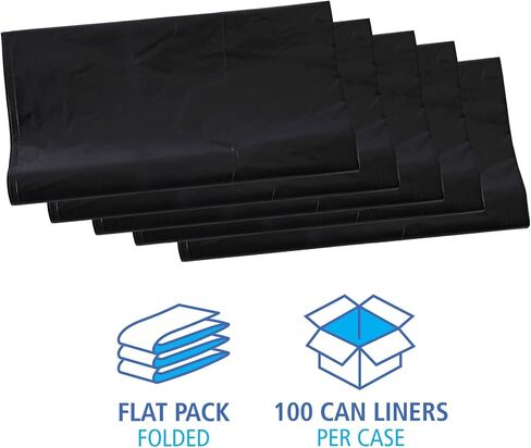 بطانات علب النفايات منخفضة الكثافة من بوردووك، 33 جالون، 0.6 مل، 33 × 39، أبيض، 25 كيس/لفة، 6 لفات/كرتون in Kuwait