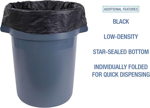 بطانات علب النفايات منخفضة الكثافة من بوردووك، 33 جالون، 0.6 مل، 33 × 39، أبيض، 25 كيس/لفة، 6 لفات/كرتون in Kuwait