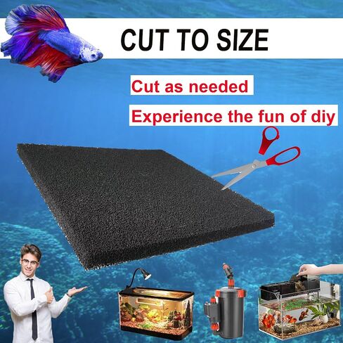 إسفنجات إسفنجية من فلتر الكربون المنشط من PurifyLogix، وسادة فلتر إسفنجية حيوية لحوض السمك، رغوة مقطوعة بالحجم لفلتر علبة حوض السمك (9 بوصة × 9 بوصة) (4 قطع) (40 نقطة في البوصة) in Kuwait