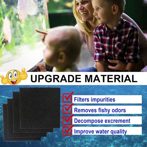 إسفنجات إسفنجية من فلتر الكربون المنشط من PurifyLogix، وسادة فلتر إسفنجية حيوية لحوض السمك، رغوة مقطوعة بالحجم لفلتر علبة حوض السمك (9 بوصة × 9 بوصة) (4 قطع) (40 نقطة في البوصة) in Kuwait