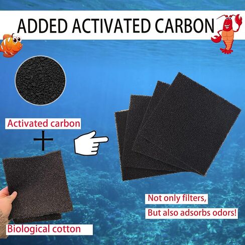 إسفنجات إسفنجية من فلتر الكربون المنشط من PurifyLogix، وسادة فلتر إسفنجية حيوية لحوض السمك، رغوة مقطوعة بالحجم لفلتر علبة حوض السمك (9 بوصة × 9 بوصة) (4 قطع) (40 نقطة في البوصة) in Kuwait