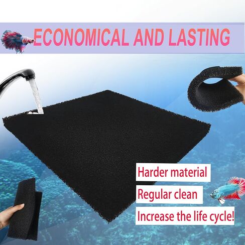 إسفنجات إسفنجية من فلتر الكربون المنشط من PurifyLogix، وسادة فلتر إسفنجية حيوية لحوض السمك، رغوة مقطوعة بالحجم لفلتر علبة حوض السمك (9 بوصة × 9 بوصة) (4 قطع) (40 نقطة في البوصة) in Kuwait