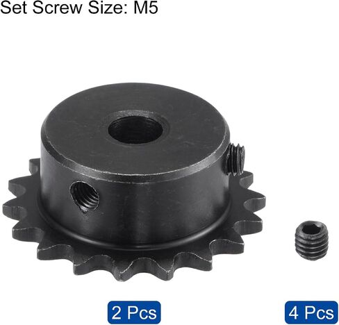 uxcell #25 Chain Roller Sprocket, 8mm Bore 1/4" Pitch 16 Tooth Single Strand Chain Sprocket, C45 Carbon Steel 25 Roller Chain Sprocket with Set Screws for ISO 04C Chain, 2Pcs in Saudi Arabia