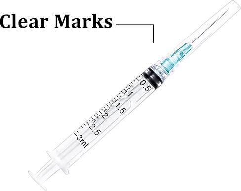 100 Pack 3ml Luer Lock with 23Ga 1.5 Inch Lab Supplies, Individual Package in Saudi Arabia