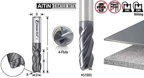 أداة Amana - 51605 CNC لولبية متعددة اللولب نصف قطر الزاوية السفلية 1/4 قطر × 5/8 × 1/4 عرقوب × in Saudi Arabia