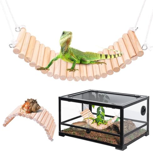 جسر تسلق الزواحف من UNIFAMILY، ألعاب التنين الملتحي للتسلق، أرجوحة الزواحف الخشبية، سلم استلقاء السحلية، ملحقات خزان الزواحف للسحلية الملتحية التنين الناسك السلطعون الطيور الببغاء الأفعى in Kuwait