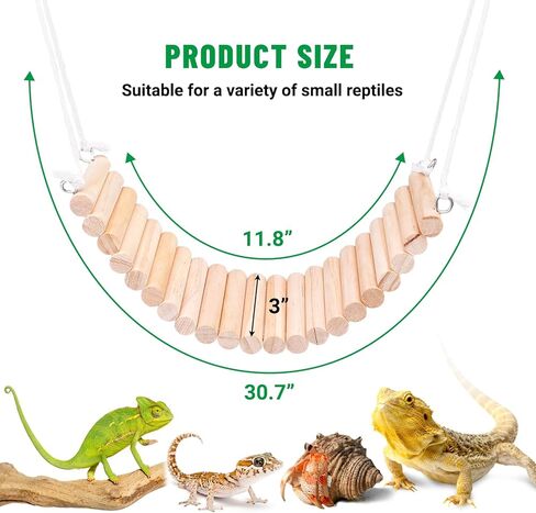جسر تسلق الزواحف من UNIFAMILY، ألعاب التنين الملتحي للتسلق، أرجوحة الزواحف الخشبية، سلم استلقاء السحلية، ملحقات خزان الزواحف للسحلية الملتحية التنين الناسك السلطعون الطيور الببغاء الأفعى in Kuwait
