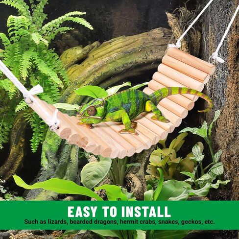 جسر تسلق الزواحف من UNIFAMILY، ألعاب التنين الملتحي للتسلق، أرجوحة الزواحف الخشبية، سلم استلقاء السحلية، ملحقات خزان الزواحف للسحلية الملتحية التنين الناسك السلطعون الطيور الببغاء الأفعى in Kuwait