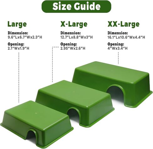 Reptile Hide, Ball Python Snake Hide Feel Secure and Safe Snake Cage Accessories Plastic Reptile Hide Box (X-Large Green) in Saudi Arabia