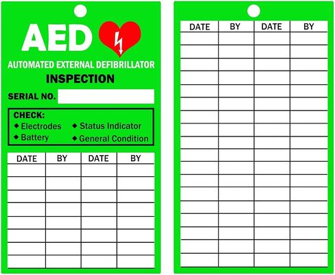 30 Pack AED Inspection Tag 5.75 x 3.25 Inch-PP Plastic Inspection Record Tags Double Sided Tear Proof and Waterproof Medical Equipment Inspection Tag in Saudi Arabia