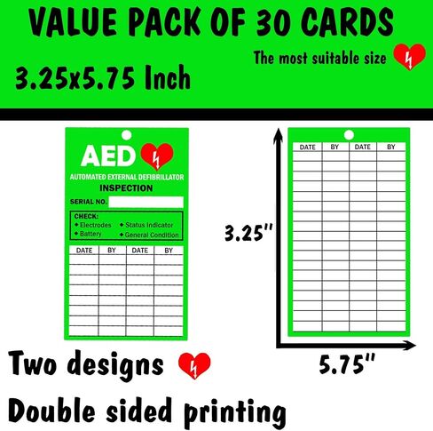 30 Pack AED Inspection Tag 5.75 x 3.25 Inch-PP Plastic Inspection Record Tags Double Sided Tear Proof and Waterproof Medical Equipment Inspection Tag in Saudi Arabia