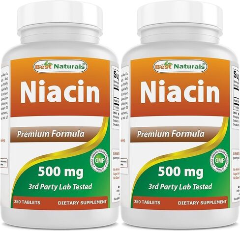 Best Naturals Niacin 500mg 250 Tablets with Flushing - Also Called Vitamin B3 (250 Count (Pack of 2)) in Saudi Arabia