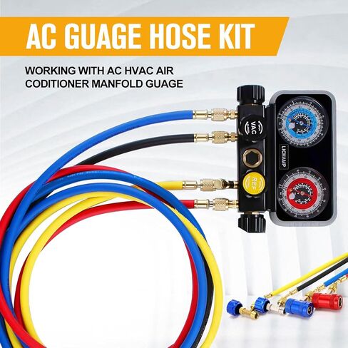 Threlaco 4 Pcs 5ft AC Refrigerant Charging Hose Kit with 4 Ball Valve 2 Mini Split Systemdapter Valve Core Remover and Valve Core Apply to R134a R410a R404a R12 R22 R502 R1234yf Refrigerant (4 Colors) in Saudi Arabia