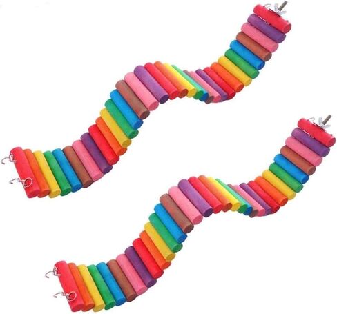 HAMILEDYI Hamster Rainbow Bridge,Flexible Bendy Climbing Ladder Hanging Wooden Chew Toy for Bird Parrot Guinea Pig Chinchilla Chipmunk Sugar Glider Gerbil Mice Squirrel Small Animal(Pack of 2) in Saudi Arabia