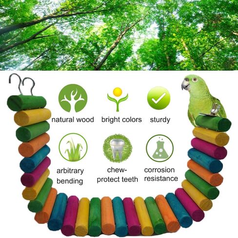 HAMILEDYI Hamster Rainbow Bridge,Flexible Bendy Climbing Ladder Hanging Wooden Chew Toy for Bird Parrot Guinea Pig Chinchilla Chipmunk Sugar Glider Gerbil Mice Squirrel Small Animal(Pack of 2) in Saudi Arabia